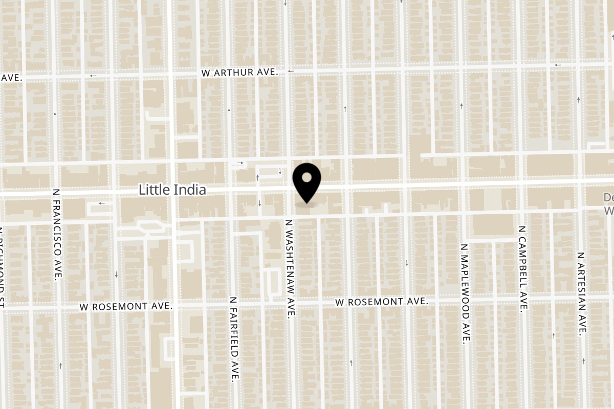 Map showing the location of NYC Halal Eats on 2657 W Devon Ave in Chicago